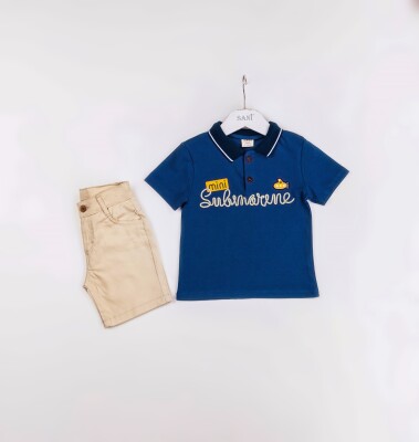 Wholesale Boys 2-Pieces T-shirt and Short Set 2-5Y Sani 1068-2373 Siyah