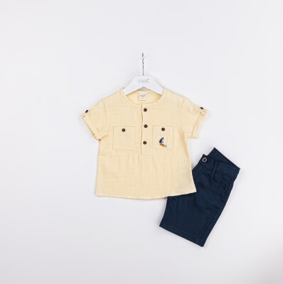 Wholesale Boys 2-Pieces T-shirt and Short Set 2-5Y Sani 1068-2377 Yellow