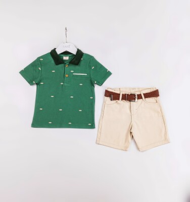 Wholesale Boys 2-Pieces T-shirt and Short Set 2-5Y Sani 1068-2382 Темно-зелёный 
