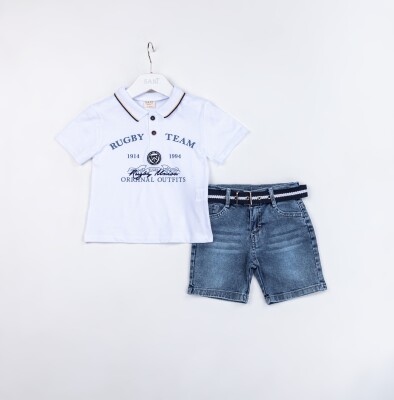 Wholesale Boys 2-Pieces T-shirt and Short Set 2-5Y Sani 1068-2389 Белый 