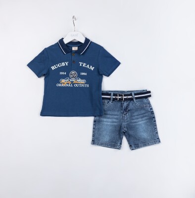 Wholesale Boys 2-Pieces T-shirt and Short Set 2-5Y Sani 1068-2389 İndigo