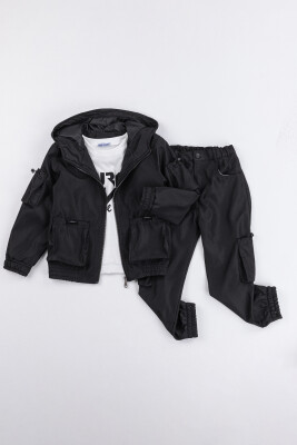 Wholesale Boys 3-Piece Bodysuit, Jacket and Pants Set 6-9Y Gold Class 1010-3567 Black