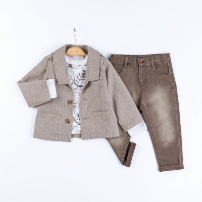 Wholesale Boys 3-Piece Jacket, Badi and Denim Pants Set 1-4Y Bombili 1004-6730 - Bombili (1)