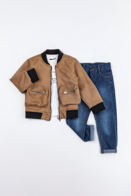 Wholesale Boys 3-Piece Jacket, Body and Denim Pants Set 2-5Y Gold Class 1010-2506 - Gold Class