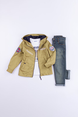 Wholesale Boys 3-Piece Jacket, Body and Denim Pants Set 2-5Y Gold Class 1010-2513 - 3