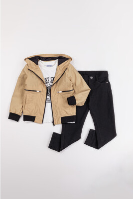Wholesale Boys 3-Piece Jacket, Body and Denim Pants Set 2-5Y Gold Class 1010-2558 - 2