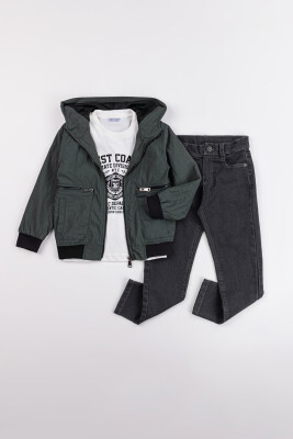 Wholesale Boys 3-Piece Jacket, Body and Denim Pants Set 2-5Y Gold Class 1010-2558 - 3