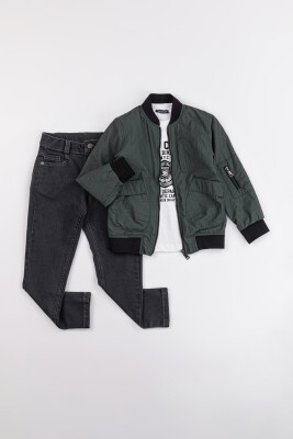 Wholesale Boys 3-Piece Jacket, Body and Denim Pants Set 6-9Y Gold Class 1010-3543 - 3