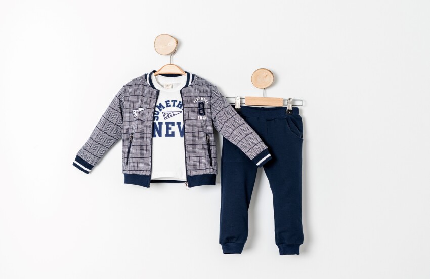 Wholesale Boys 3-Piece Jacket, Bodysuit and Pants Set 1-4Y Sani 1068-20009 - 1