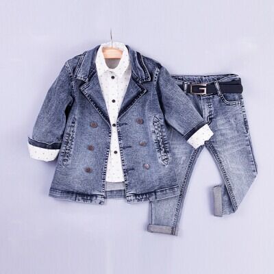 Wholesale Boys 3-Piece Jacket Set with Shirt and Pants 2-5Y Gold Class 1010-2207 - Gold Class
