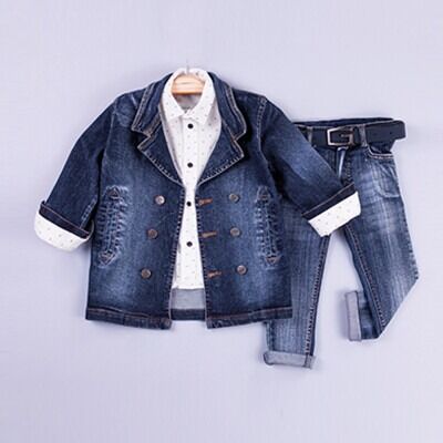 Wholesale Boys 3-Piece Jacket Set with Shirt and Pants 2-5Y Gold Class 1010-2207 - 2