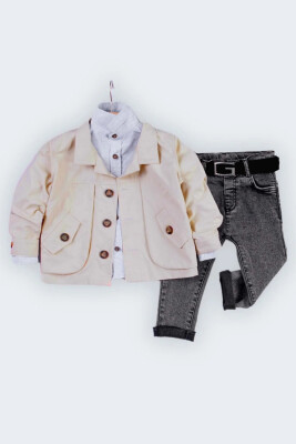 Wholesale Boys 3-Piece Jacket, Shirt and Denim Pants Set 2-5Y Gold Class 1010-2205 - Gold Class