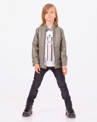 Wholesale Boys 3-Piece Jacket, T-Shirt and Denim Pants Set 6-9Y Gold Class 1010-3224 - Gold Class (1)
