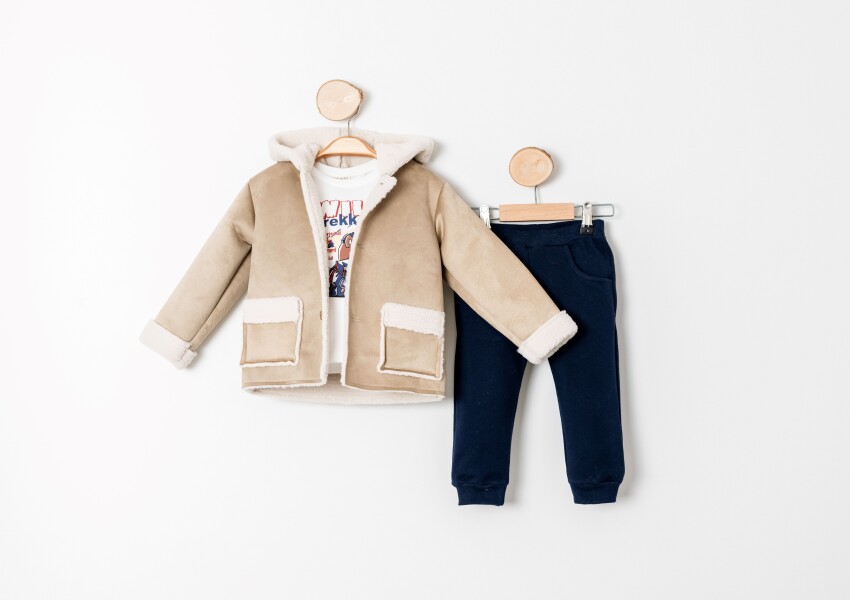 Wholesale Boys' 3-Piece Pants Jacket and Sweat Set 1-4Y Sani 1068-20037 - 1