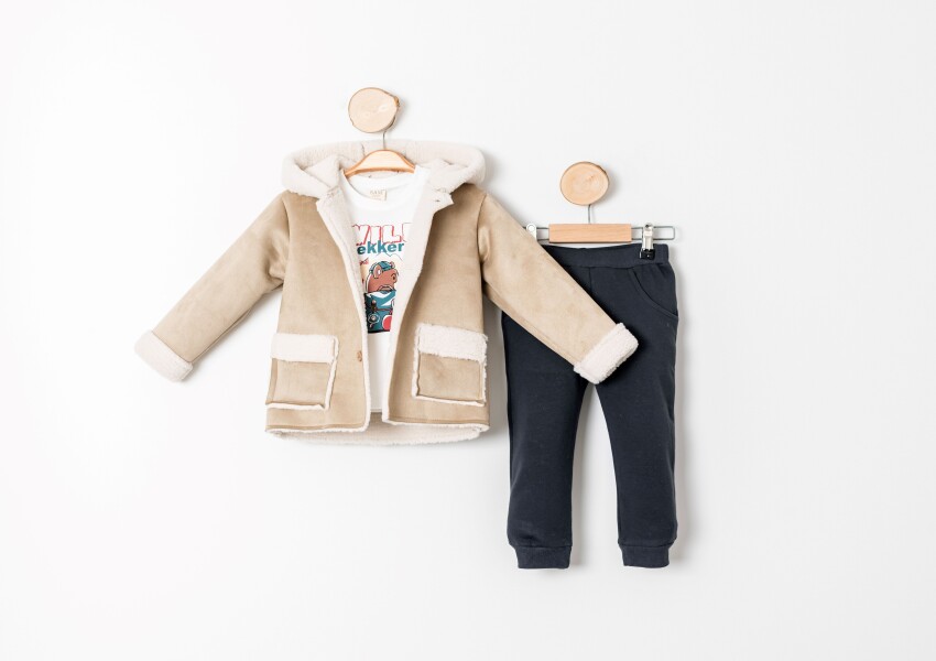 Wholesale Boys' 3-Piece Pants Jacket and Sweat Set 1-4Y Sani 1068-20037 - 2