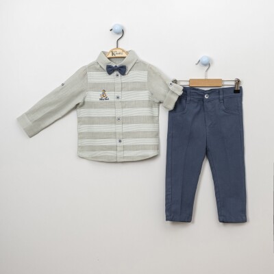 Wholesale Boys 3-Piece Shirt, Pants and Bowtie 2-5Y Kumru Bebe 1075-3891 Мятно-зеленый
