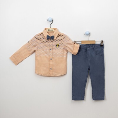 Wholesale Boys 3-Piece Shirt Pants and Bowtie 2-5Y Kumru Bebe 1075-3936 Лососевый цвет
