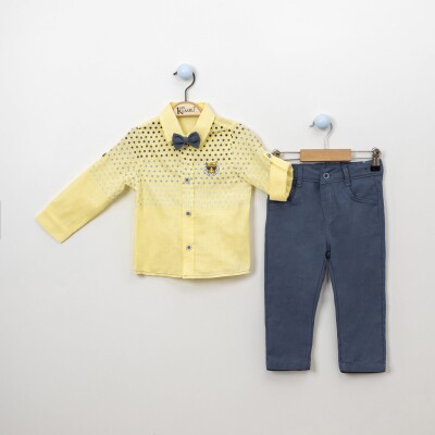 Wholesale Boys 3-Piece Shirt Pants and Bowtie 2-5Y Kumru Bebe 1075-3936 Жёлтый 