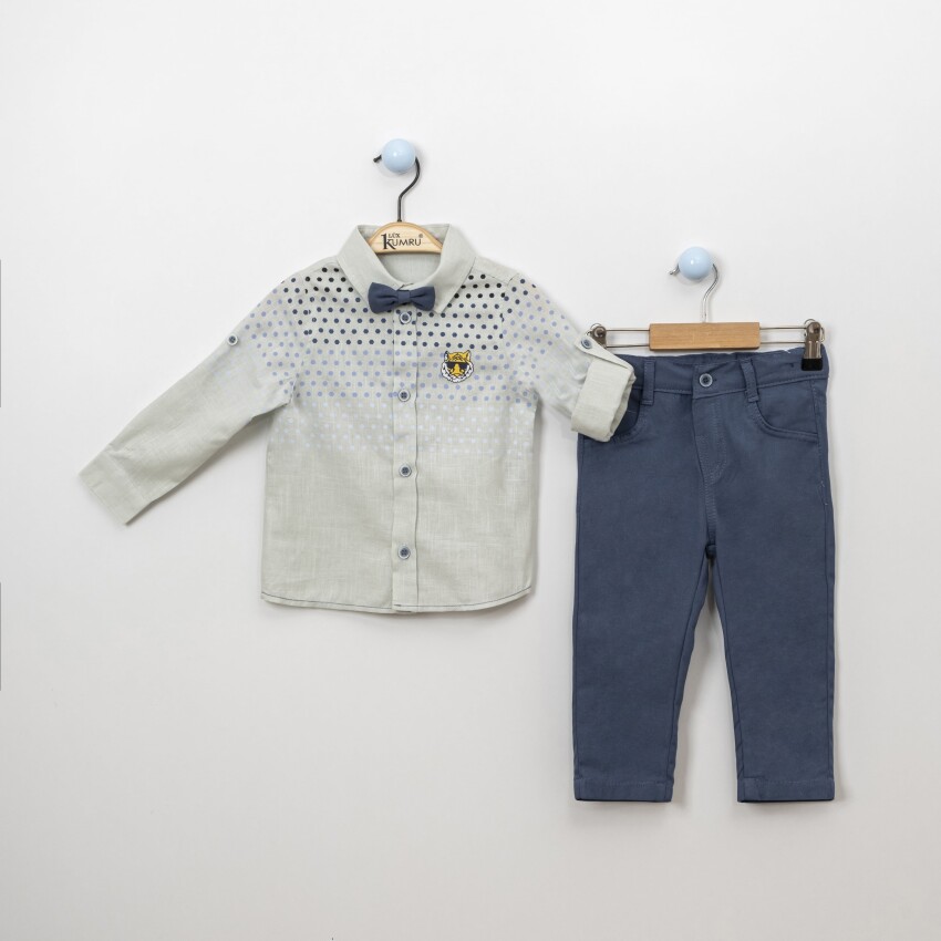 Wholesale Boys 3-Piece Shirt Pants and Bowtie 2-5Y Kumru Bebe 1075-3936 - 1