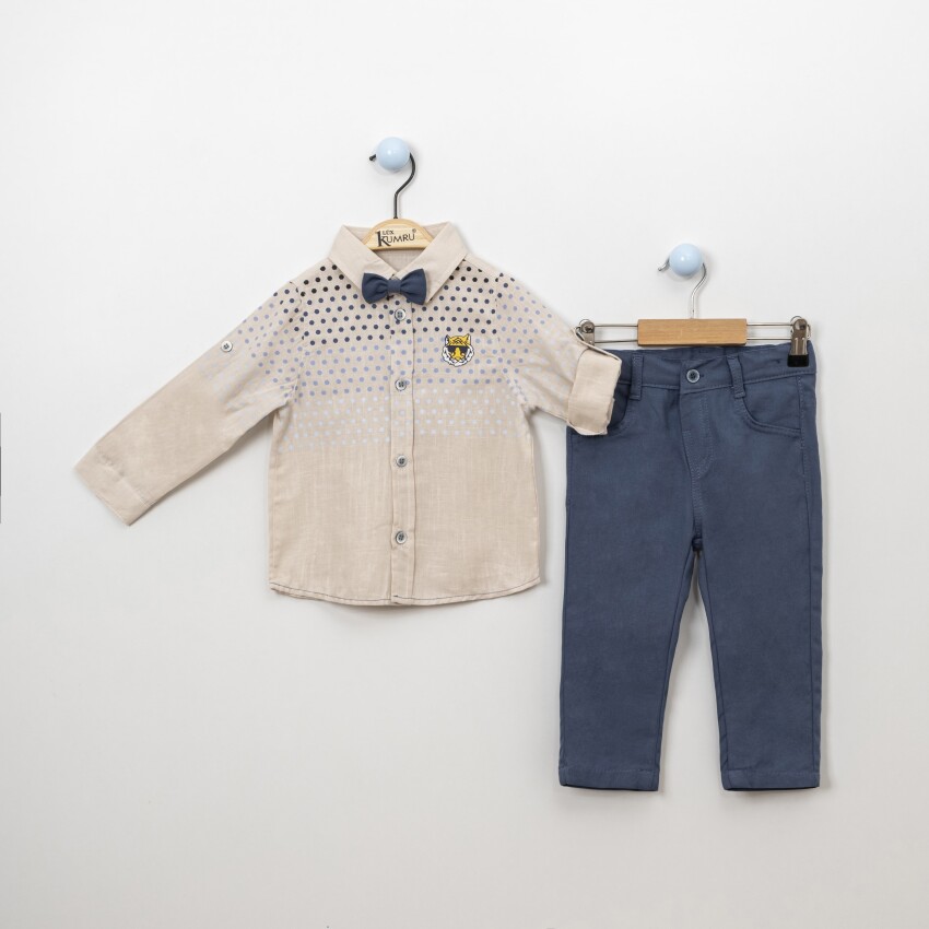 Wholesale Boys 3-Piece Shirt Pants and Bowtie 2-5Y Kumru Bebe 1075-3936 - 6