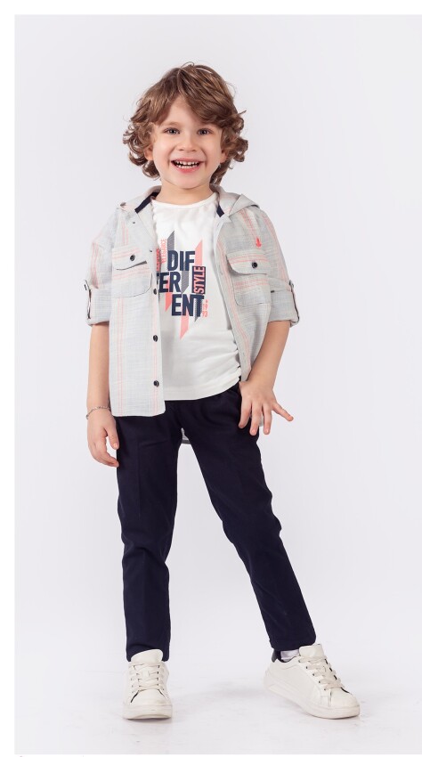 Wholesale Boys 3-Piece Shirt Pants And T-Shirt Set 1-4Y Lemon 1015-9874 - 3