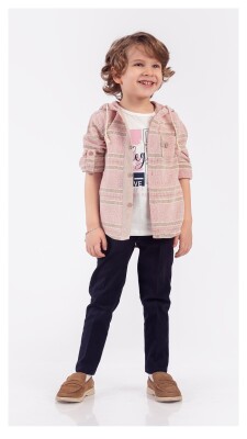 Wholesale Boys 3-Piece Shirt Pants And T-Shirt Set 5-8Y Lemon 1015-9833 Pink