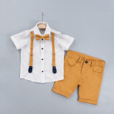 Wholesale Boys 3-Piece Shirt Set with Shorts and Bowtie 2-5Y Gold Class 1010-2325 - Gold Class