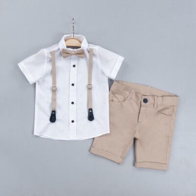 Wholesale Boys 3-Piece Shirt Set with Shorts and Bowtie 2-5Y Gold Class 1010-2326 - 1