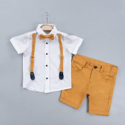 Wholesale Boys 3-Piece Shirt Set with Shorts and Bowtie 2-5Y Gold Class 1010-2327 - Gold Class