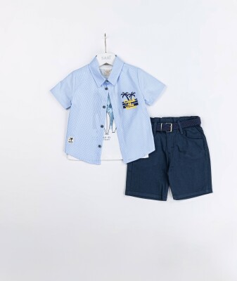 Wholesale Boys 3-Piece Shirt, T-Shirt and Shorts Set 2-5Y Sani 1068-2310 - Sani