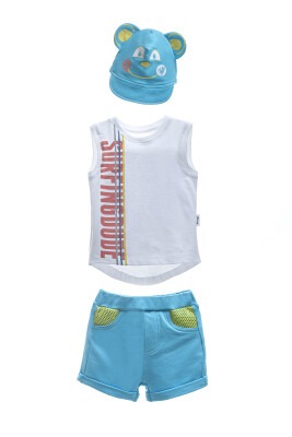 Wholesale Boys 3-Piece T-shirt and Shorts Set with Cap 1-4Y Wogi 1030-WG-2106Y - Wogi