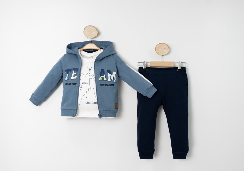 Wholesale Boys' 3-Piece Tracksuit Set with Body 1-4Y Sani 1068-20034 - 1