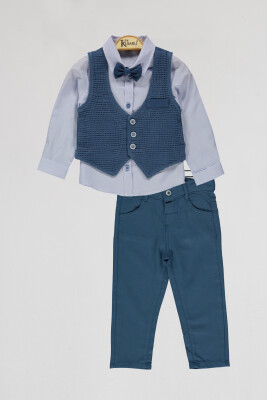 Wholesale Boys 3-Piece Vest Shirt and Pants Set 2-3Y Kumru Bebe 1075-4116 - Kumru Bebe