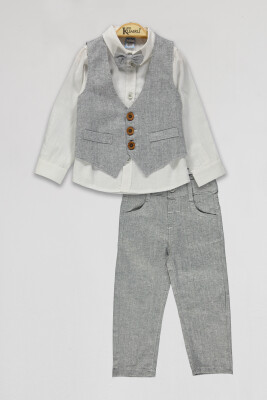 Wholesale Boys 3-Piece Vest Shirt and Pants Set 2-5Y Kumru Bebe 1075-4117 - 2