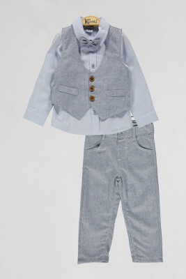 Wholesale Boys 3-Piece Vest Shirt and Pants Set 2-5Y Kumru Bebe 1075-4117 - Kumru Bebe
