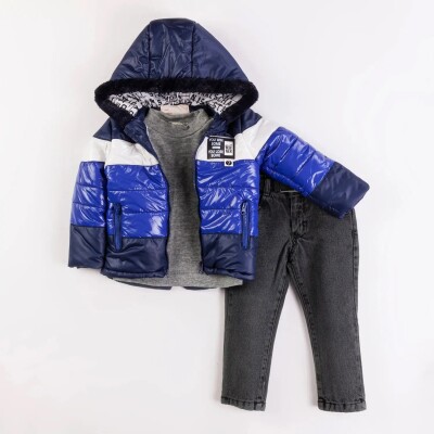 Wholesale Boys 3-Pieces Coat, Sweatshirt and Denim Pants Set 3-6Y Bombili 1004-6119 - Bombili
