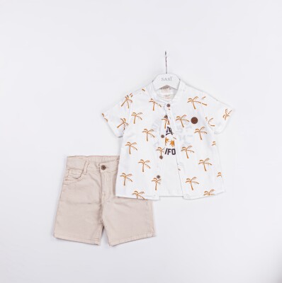 Wholesale Boys 3-Pieces Shirt, T-shirt and Short Set 2-5Y Sani 1068-2340 - Sani (1)