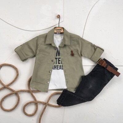 Wholesale Boys 3-Pieces Shirt, Tshirt and Pants Set 1-4Y Cool Exclusive 2036-22780 - 2