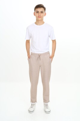 Wholesale Boys' Basic Sweatpants 11-14Y Nickel 2060-20100-3 Beige