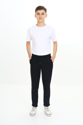 Wholesale Boys' Basic Sweatpants 7-10Y Nickel 2060-20099-2 Black