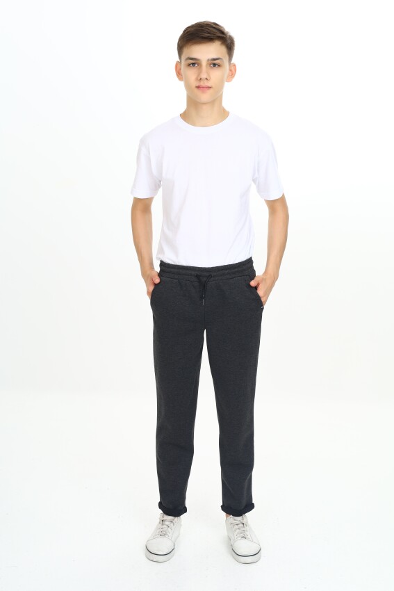 Wholesale Boys' Basic Sweatpants 7-10Y Nickel 2060-20099-2 - 4