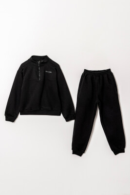 Wholesale Boys Basic Tracksuit Set 6-9Y Tuffy 1099-0905 Black