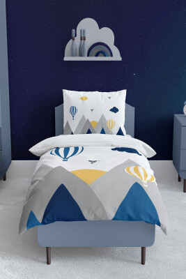 Wholesale Boys' Bird and Mountain Patterned Duvet Cover Set 160*220cm Talia Home 2044-TLAN-300-1 - 1