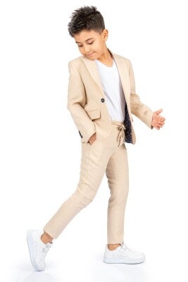 Wholesale Boys Casual Suit Set Jacket, T-shirt and Pants 3-7Y Terry 1036-5682 - Terry