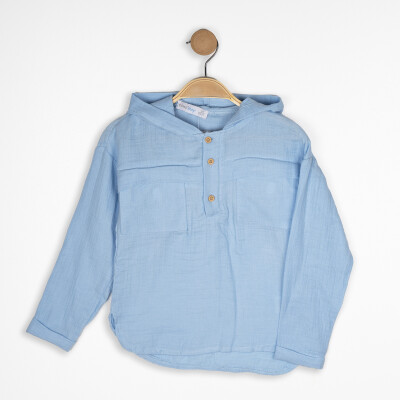 Wholesale Boy's Hooded Shirt 2-5Y Timo 1018-TE5DÜ012256682 Blue