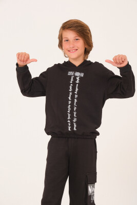 Wholesale Boys Hooded Sweatshirt 8-15Y Jazziee 2051-252J4MTK61 Black