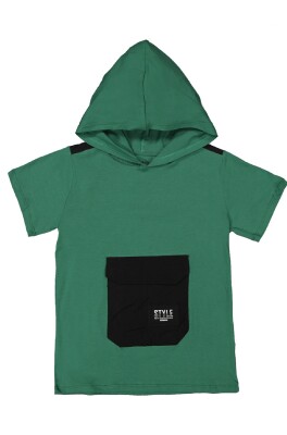 Wholesale Boys Hooded T-Shirt 6-9Y Divonette 1023-7849-3 Green