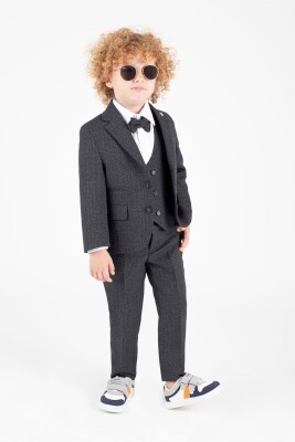 Wholesale Boy's Jacket and Vest Suit Set 7-10Y Terry 1036-5797 Anthracite Color