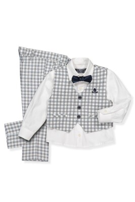 Wholesale Boys Patterned Suit Set 1-4Y Lemon 1015-9445 - Lemon