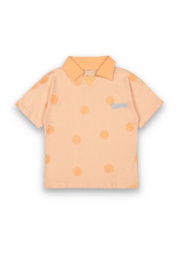 Wholesale Boys Patterned T-shirt 2-5Y Tuffy 1099-8070 Light Orange 
